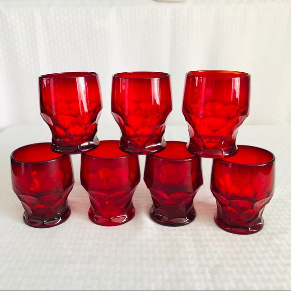 🌹HP🌹VIKING RUBY RED GEORGIAN HONEYCOMB GLASSES🌹 - Picture 2 of 4